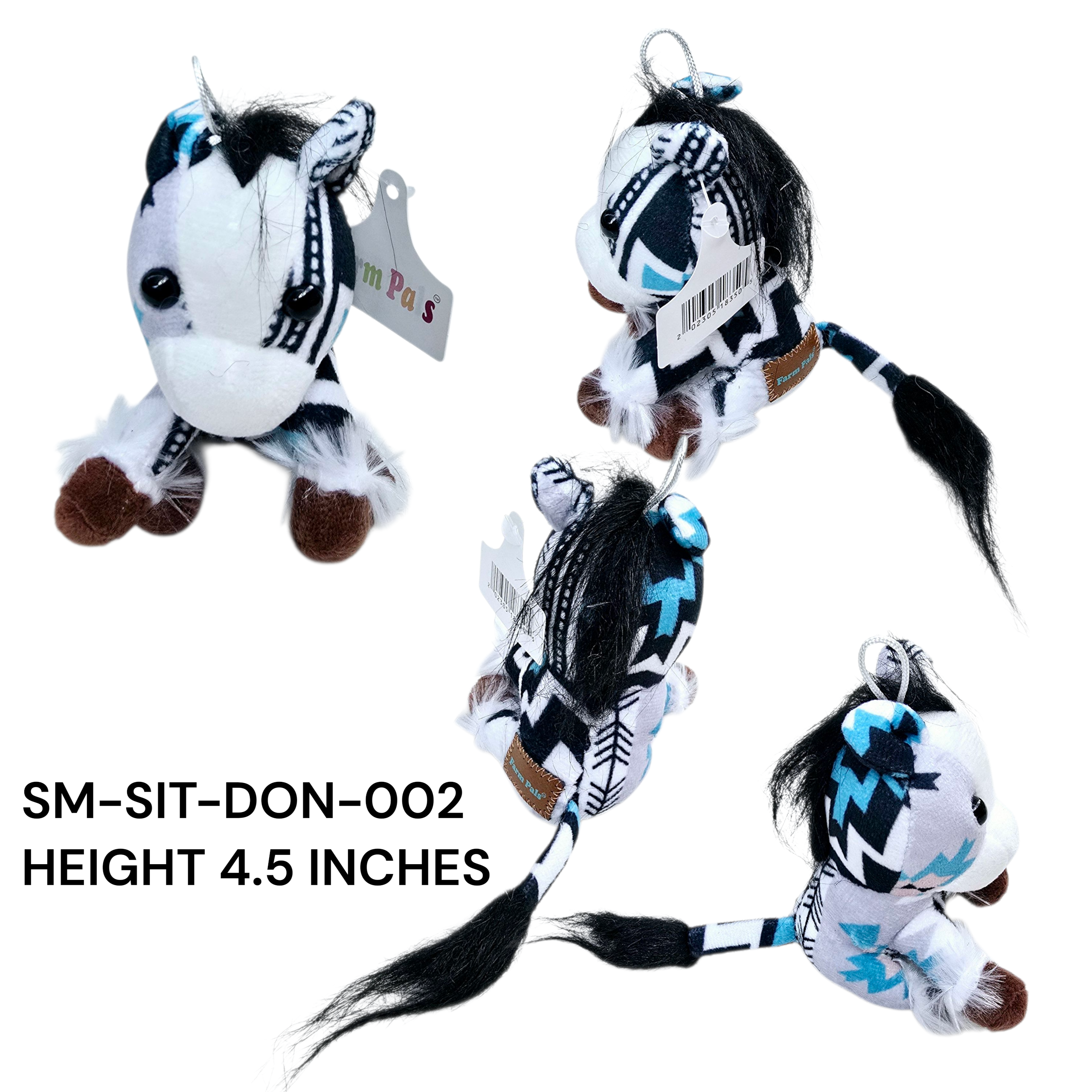 Sitting Donkey - Multi - Stuffed Farm Animal Plushies and/or Keychain - Small