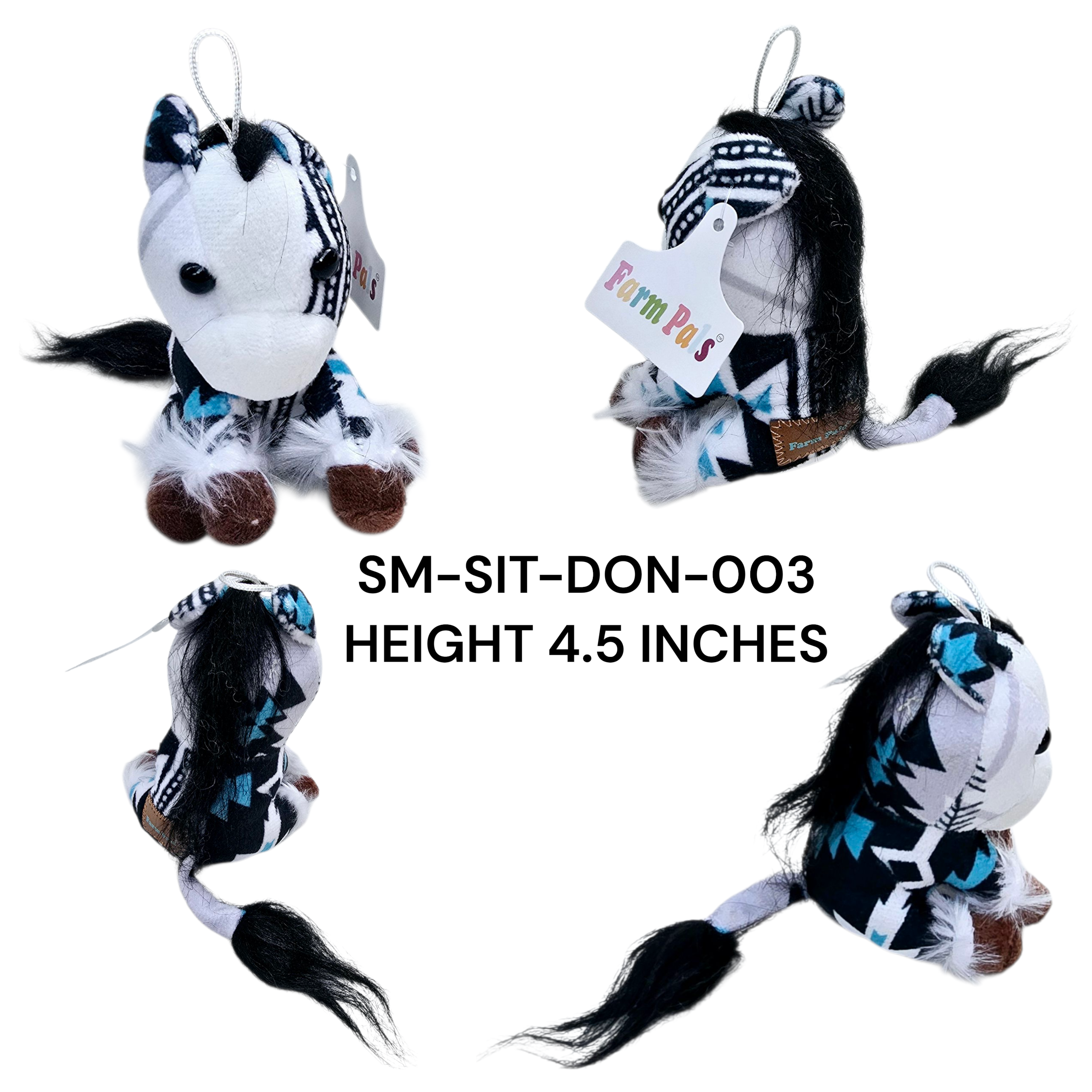 Sitting Donkey - Multi - Stuffed Farm Animal Plushies and/or Keychain - Small